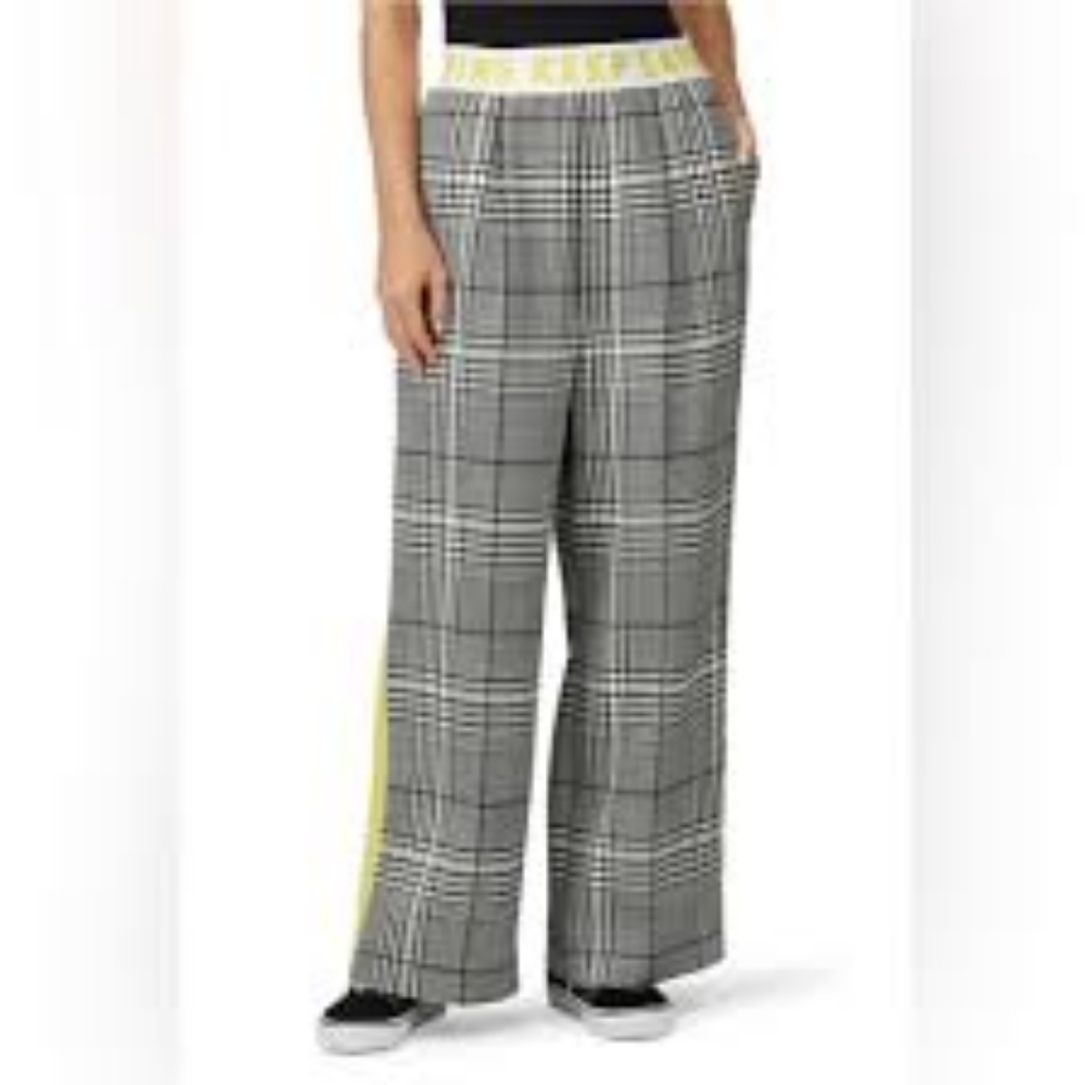 Mira Mikati Designer Plaid Wide Leg Keep Laughing Pants Size 42 Flawed READ